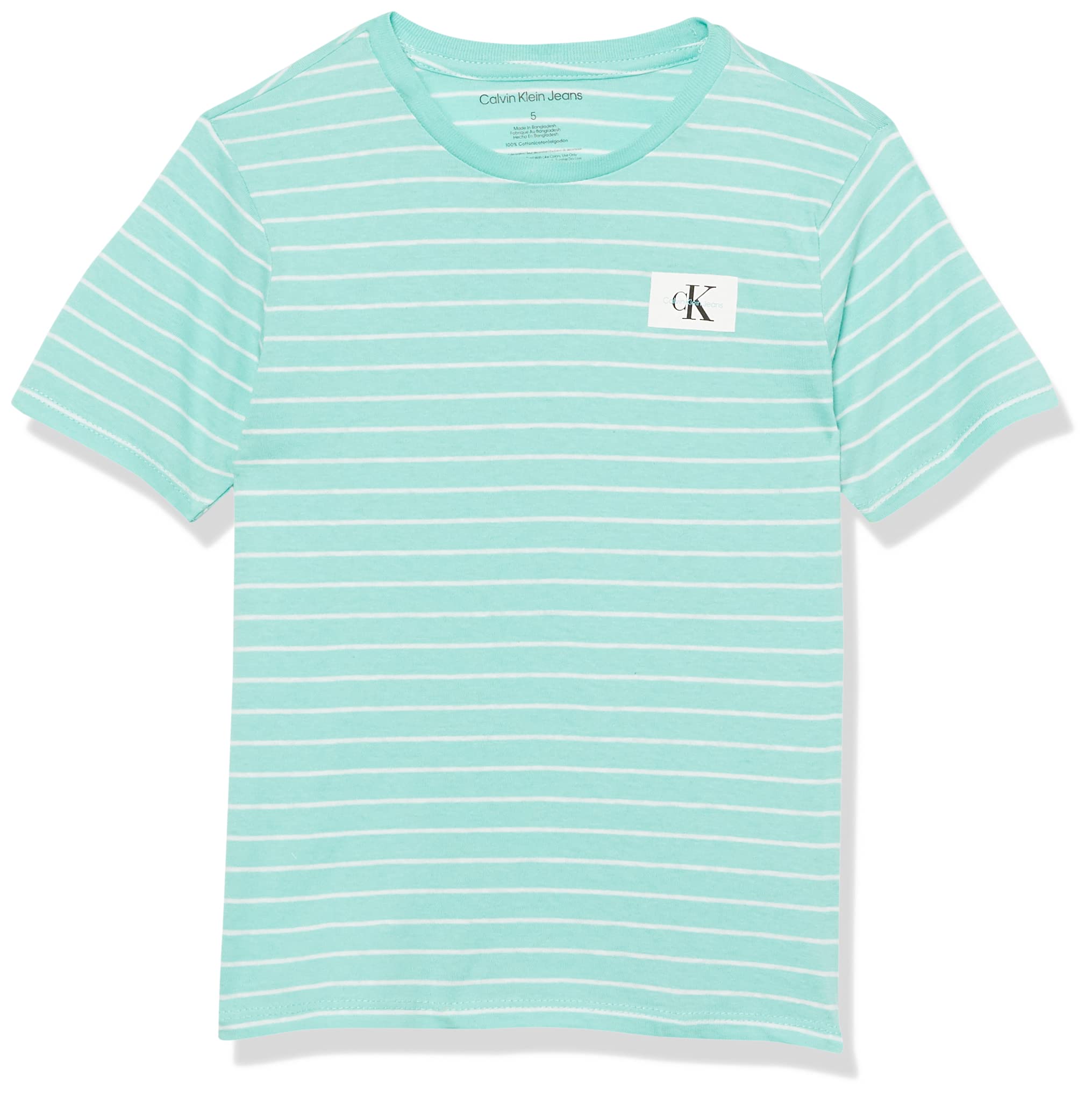 Calvin Klein Boys' Short Sleeve Stripe Crew Neck